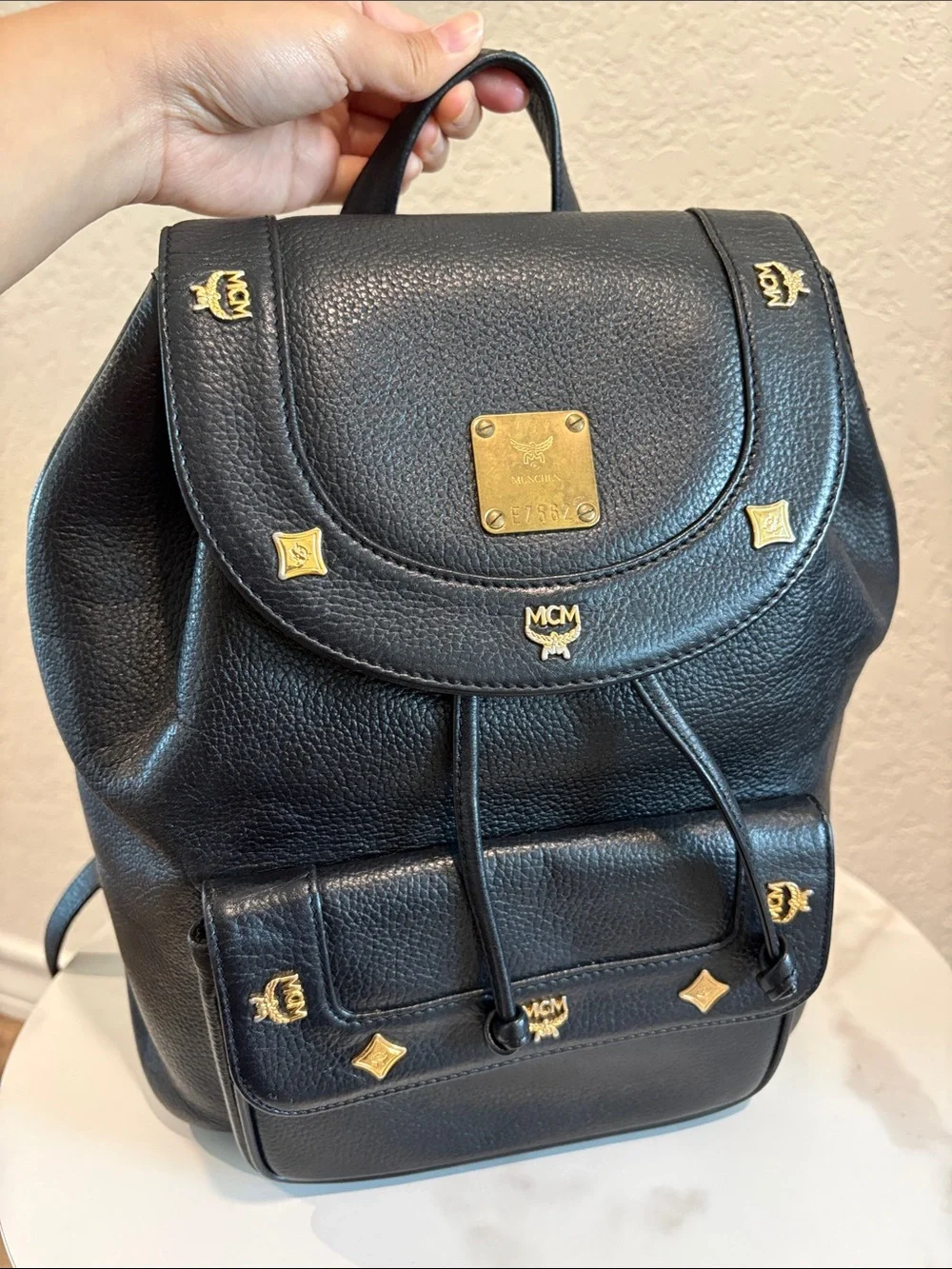 MCM Black Leather Backpack Made in Germany